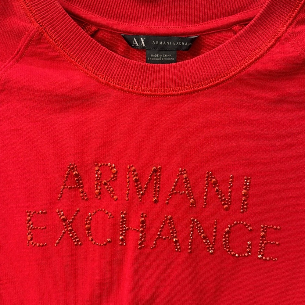 Armani Exchange Women’s Red Crew Neck Sweatshirt Size Medium - Picture 2 of 4
